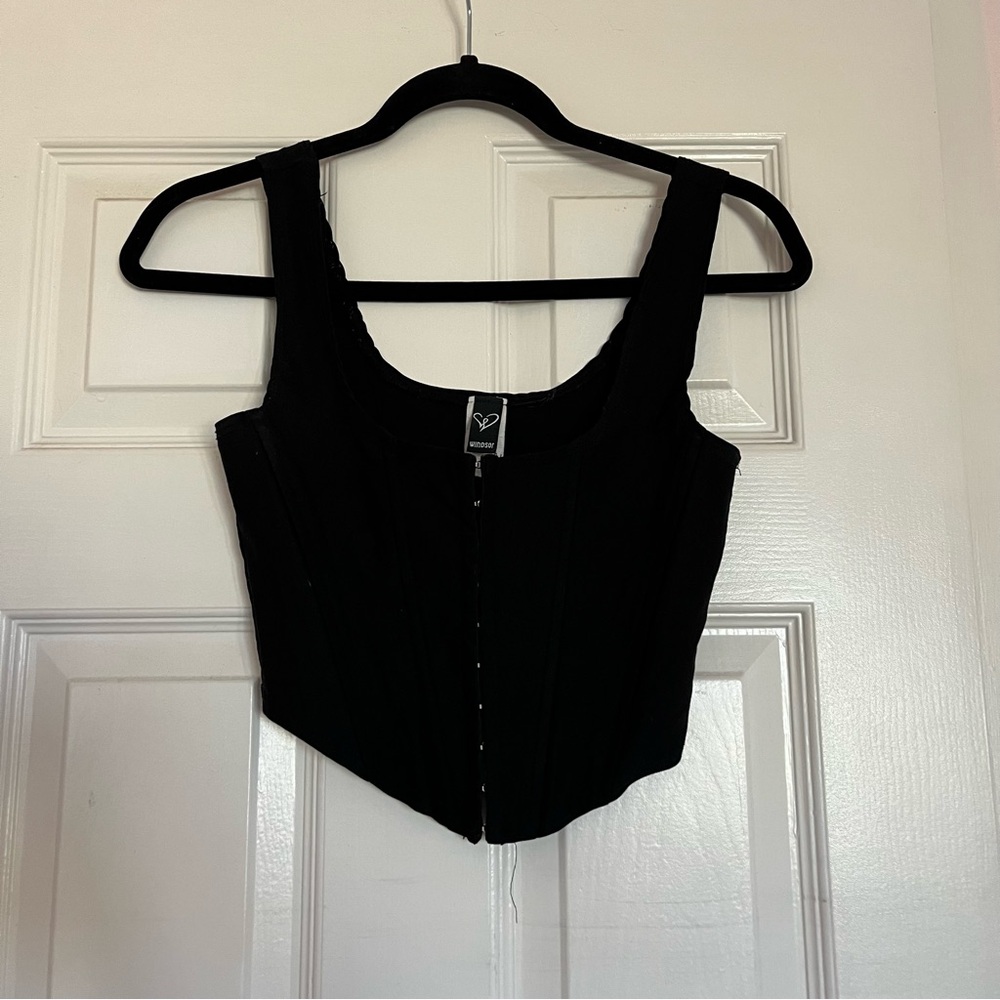 Windsor Black Corset Crop Top